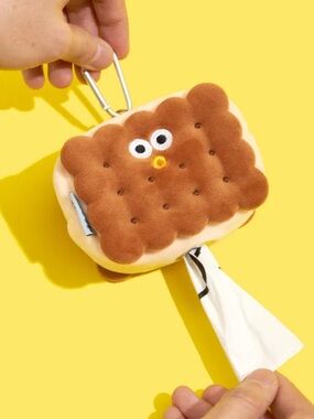 Dog poop bag dispenser/holder Keychain Biscuit Coin Pouch w Clip limit edition